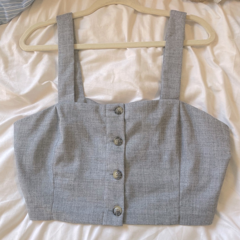 Banana republic denim button up crop